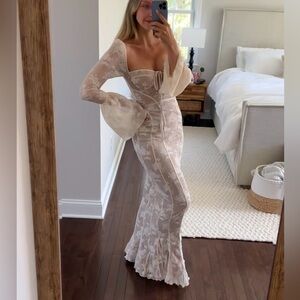 House of cb cream lace maxi dress, XS